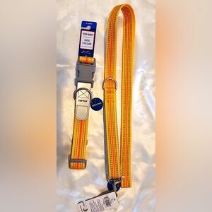 Top Paw Orange Reflective Dog Collar and Leash Set (XL)